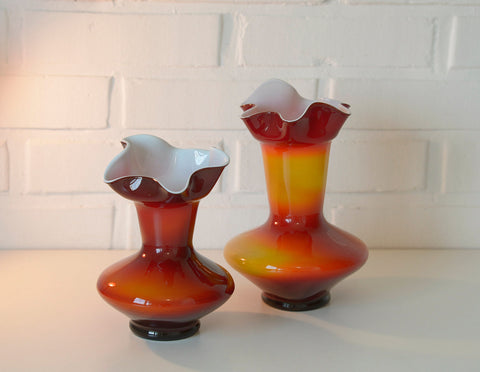 Vintage Glass Vases: Retro Mid Century Modern Decor, Yugoslavia 60s