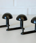 Vintage Space Age Black Metal Wall Hooks, Italian MCM Set of 3