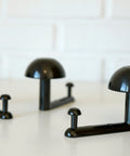 Vintage Space Age Black Metal Wall Hooks, Italian MCM Set of 3