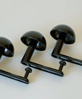 Vintage Space Age Black Metal Wall Hooks, Italian MCM Set of 3