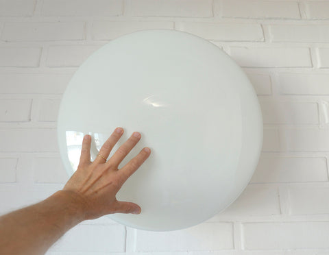 Vintage Space Age Sconce: Extra Large Opaline Glass Flush Mount Light