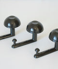 Vintage Space Age Black Metal Wall Hooks, Italian MCM Set of 3