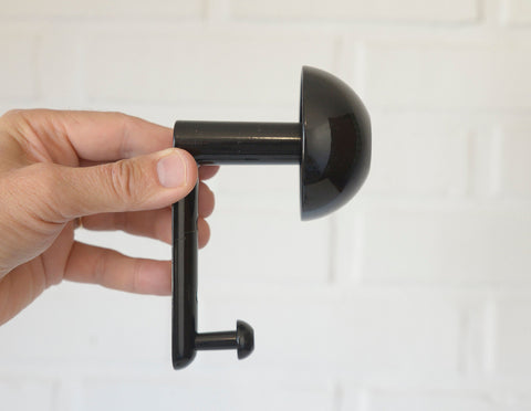 Vintage Space Age Black Metal Wall Hooks, Italian MCM Set of 3