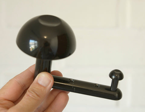 Vintage Space Age Black Metal Wall Hooks, Italian MCM Set of 3