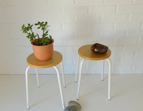 Pair of Vintage Stackable Stools / Mid Century Modern / Space Age / Plant Stand 1970's
