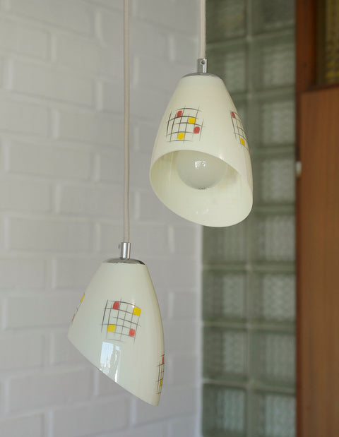 Vintage Hand Blown Glass Pendant Light: Cascade Tulip Hanging Lamp
