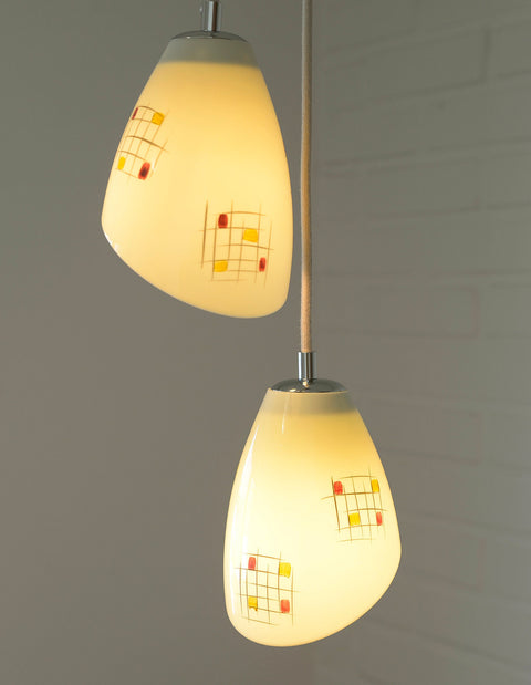 Vintage Hand Blown Glass Pendant Light: Cascade Tulip Hanging Lamp