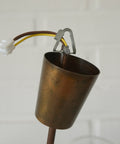 Large Vintage Wooden Chandelier: Mid Century Rustic Copper Ceiling Light