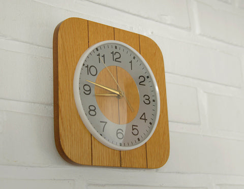 Mid Century Modern Wooden Wall Clock: Vintage Farmhouse Decor