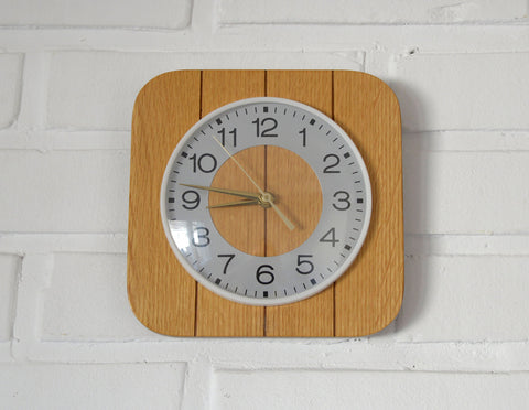 Mid Century Modern Wooden Wall Clock: Vintage Farmhouse Decor