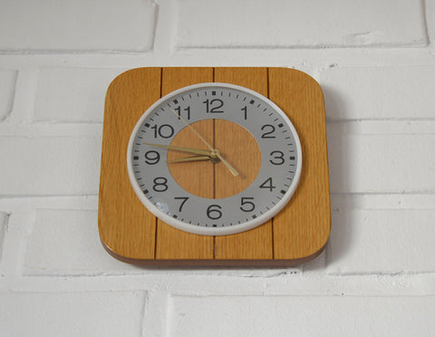 Mid Century Modern Wooden Wall Clock: Vintage Farmhouse Decor