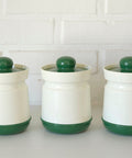 Vintage Kitchen Stash Jars: Green & White Retro Storage - Set of 3