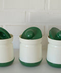 Vintage Kitchen Stash Jars: Green & White Retro Storage - Set of 3