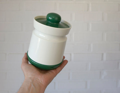 Vintage Kitchen Stash Jars: Green & White Retro Storage - Set of 3