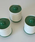 Vintage Kitchen Stash Jars: Green & White Retro Storage - Set of 3