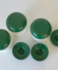 Vintage Kitchen Stash Jars: Green & White Retro Storage - Set of 3