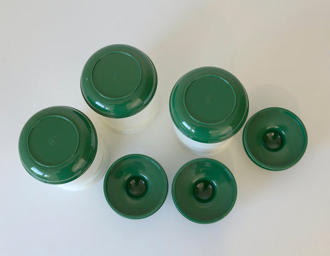 Vintage Kitchen Stash Jars: Green & White Retro Storage - Set of 3
