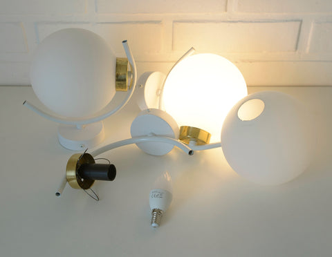 Set of 3 Vintage Sputnik Wall Lamps: Mid Century Modern Sconces