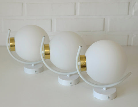 Set of 3 Vintage Sputnik Wall Lamps: Mid Century Modern Sconces