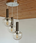 MCM Glass Globe Pendant Light: Space Age Chandelier, Yugoslavia 1980s