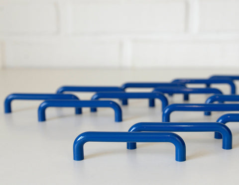 Vintage Blue Plastic Drawer Pull: Retro Memphis Cabinet Handle, Hewi Style