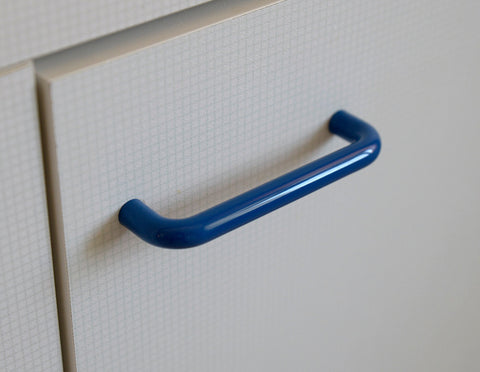 Vintage Blue Plastic Drawer Pull: Retro Memphis Cabinet Handle, Hewi Style
