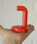Vintage Red Plastic Coat Hooks: Mid Century Modern Wall Rack, Set of 5