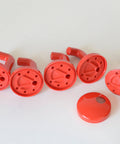 Vintage Red Plastic Coat Hooks: Mid Century Modern Wall Rack, Set of 5