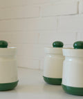 Vintage Kitchen Stash Jars: Green & White Retro Storage - Set of 3