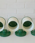 Vintage Kitchen Stash Jars: Green & White Retro Storage - Set of 3