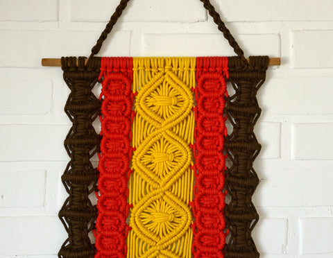 Large 1970s Macrame Wall Hanging: Vintage Boho MCM Decor