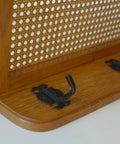Vintage Coat Rack / Rattan Shelf / Mid Century Wooden Hat Rack / Yugoslavia 1960's