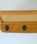 Vintage Coat Rack / Rattan Shelf / Mid Century Wooden Hat Rack / Yugoslavia 1960's