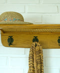 Vintage Coat Rack / Rattan Shelf / Mid Century Wooden Hat Rack / Yugoslavia 1960's