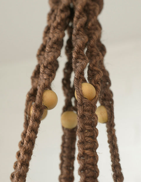 Vintage Macrame Plant Hanger: Large 1970s Boho Folk Art Decor