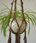 Vintage Macrame Plant Hanger: Large 1970s Boho Folk Art Decor