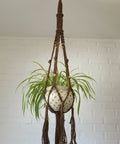 Vintage Macrame Plant Hanger: Large 1970s Boho Folk Art Decor
