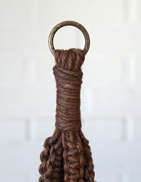 Vintage Macrame Plant Hanger: Large 1970s Boho Folk Art Decor