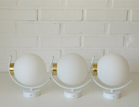 Set of 3 Vintage Sputnik Wall Lamps: Mid Century Modern Sconces