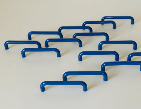 Vintage Blue Plastic Drawer Pull: Retro Memphis Cabinet Handle, Hewi Style