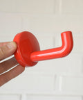 Vintage Red Plastic Coat Hooks: Mid Century Modern Wall Rack, Set of 5