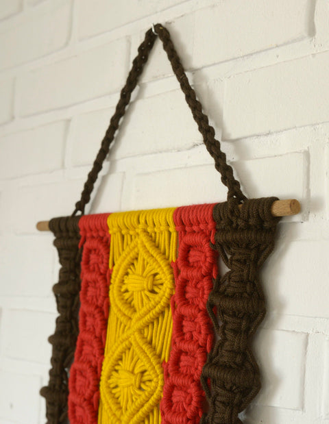 Large 1970s Macrame Wall Hanging: Vintage Boho MCM Decor