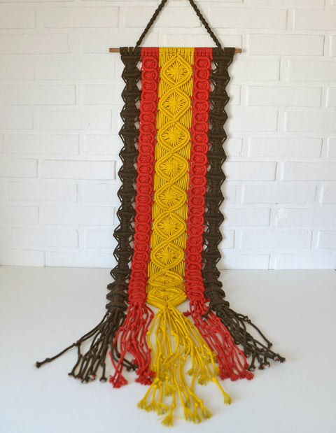 Large 1970s Macrame Wall Hanging: Vintage Boho MCM Decor