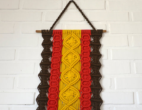 Large 1970s Macrame Wall Hanging: Vintage Boho MCM Decor