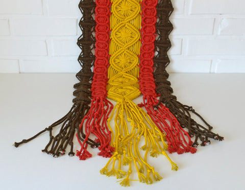 Large 1970s Macrame Wall Hanging: Vintage Boho MCM Decor