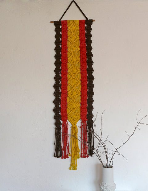 Large 1970s Macrame Wall Hanging: Vintage Boho MCM Decor