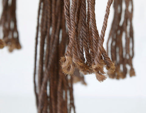 Vintage Macrame Plant Hanger: Large 1970s Boho Folk Art Decor