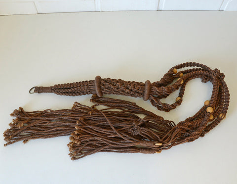 Vintage Macrame Plant Hanger: Large 1970s Boho Folk Art Decor