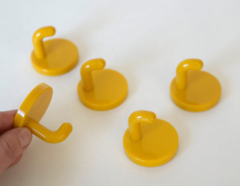 Vintage Yellow Plastic Coat Hook: Mid Century Modern Wall Decor