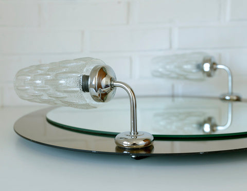 Vintage Hollywood Regency Vanity Mirror: German Chrome & Glass, 1980s